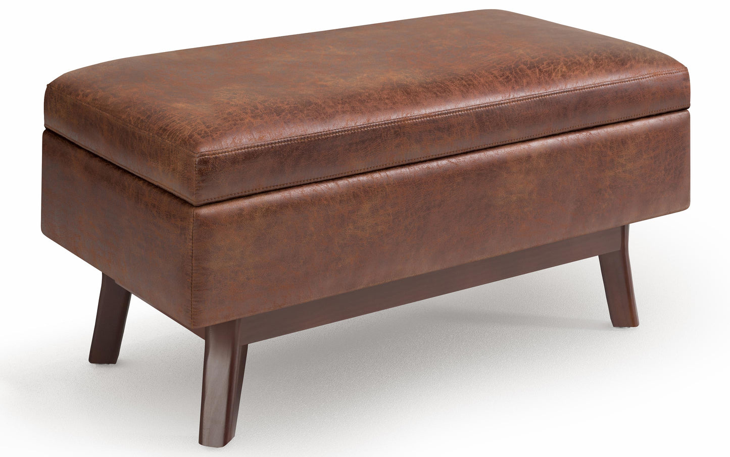 Owen Small Rectangular Storage Ottoman in Distressed Vegan Leather