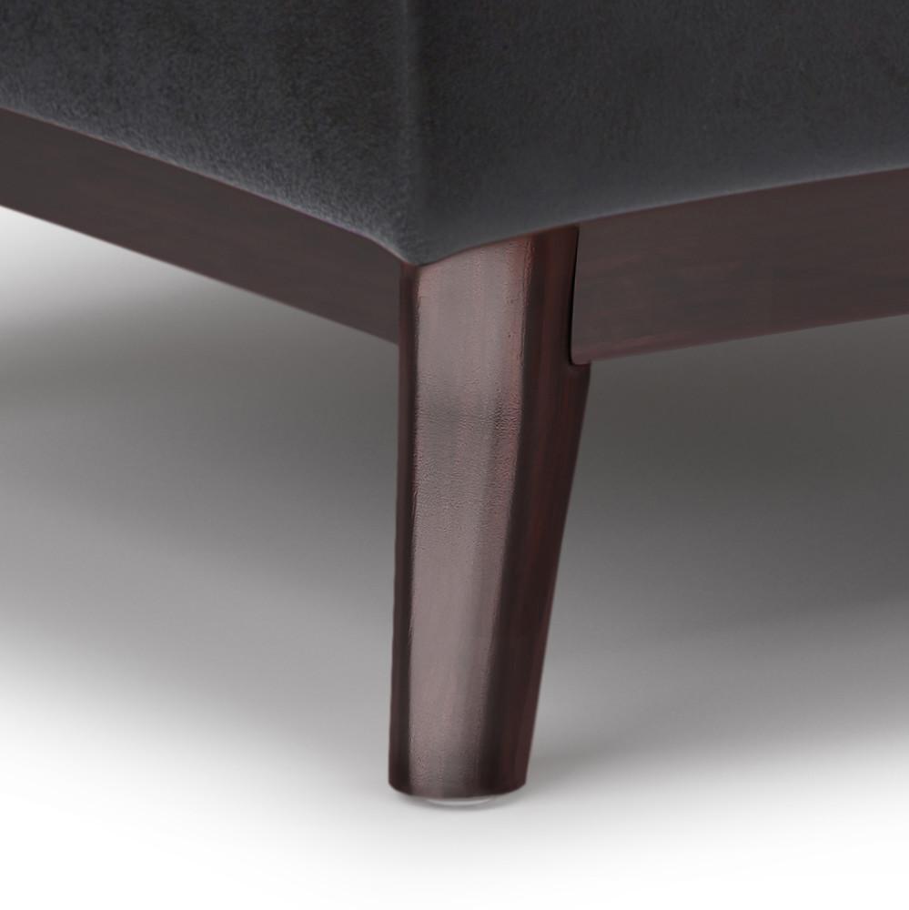 Distressed Black Distressed Vegan Leather | Owen Tray Top Small Coffee Table Storage Ottoman