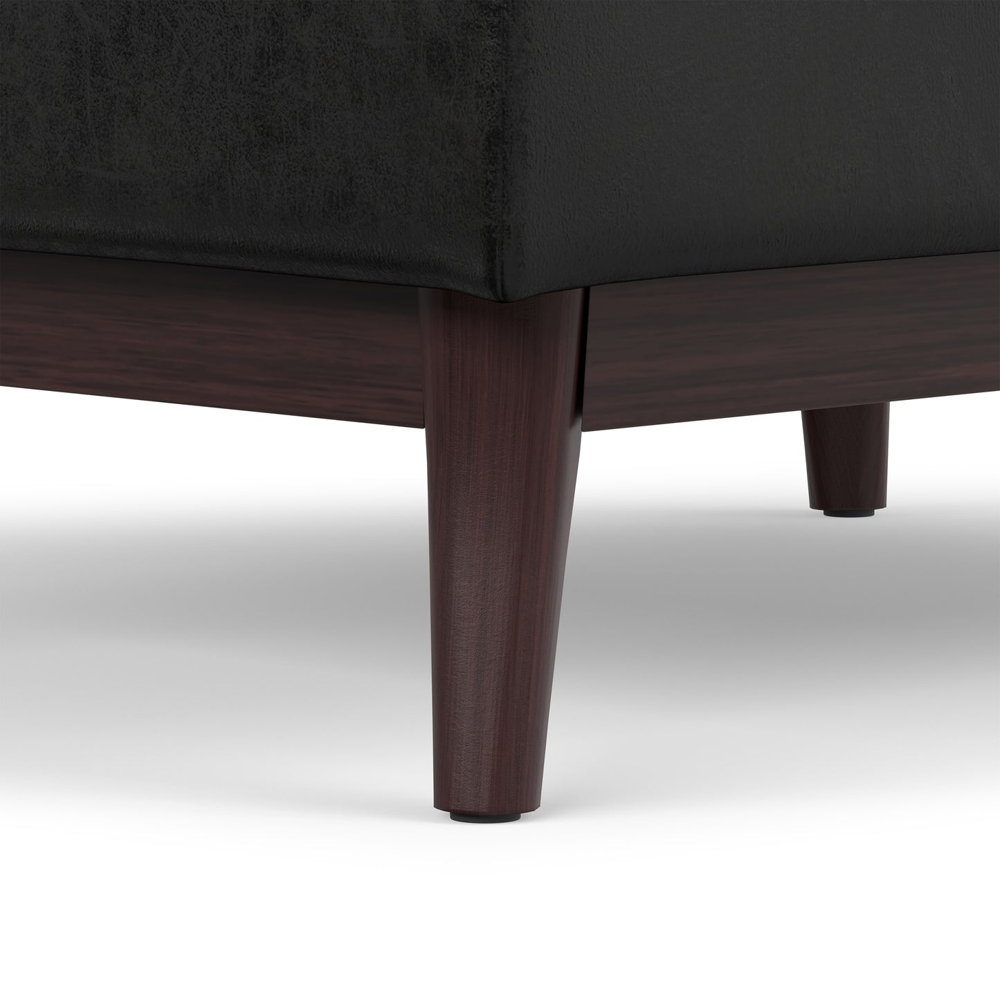 Distressed Black Distressed Vegan Leather | Owen Tray Top Small Coffee Table Storage Ottoman