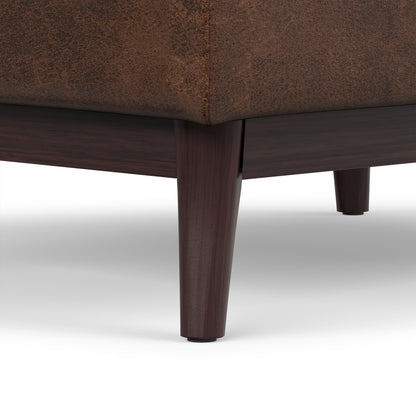 Distressed Chestnut Brown Distressed Vegan Leather | Owen Tray Top Small Coffee Table Storage Ottoman