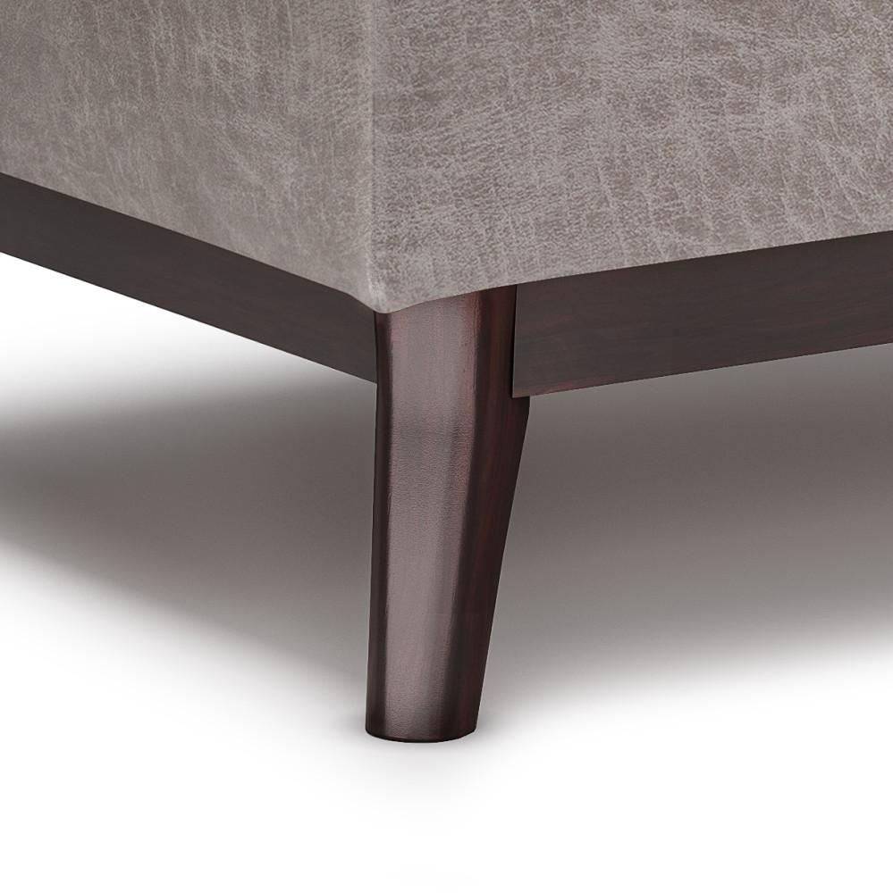 Distressed Grey Distressed Vegan Leather | Owen Tray Top Small Coffee Table Storage Ottoman