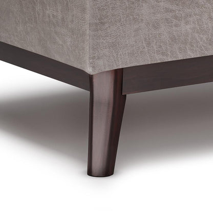 Distressed Grey Distressed Vegan Leather | Owen Tray Top Small Coffee Table Storage Ottoman