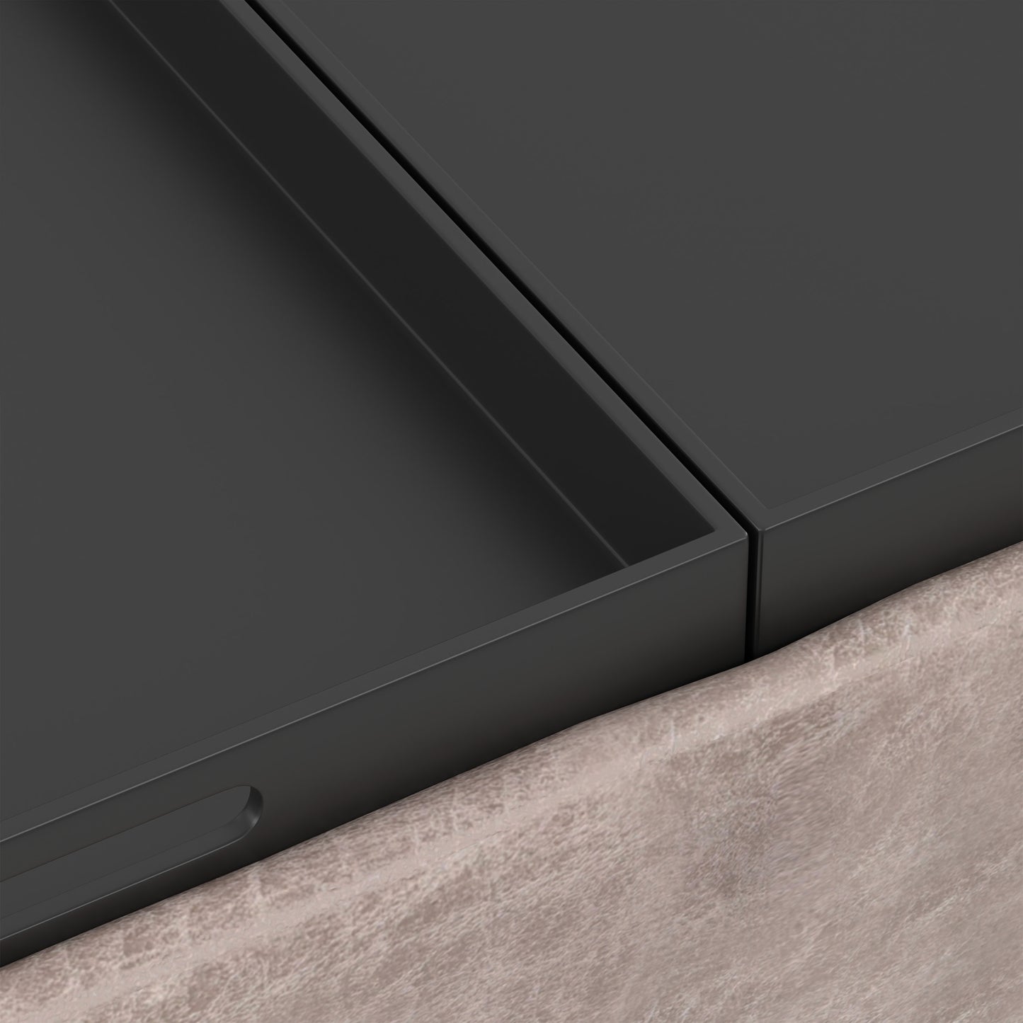Distressed Grey Taupe Distressed Vegan Leather | Owen Tray Top Small Coffee Table Storage Ottoman
