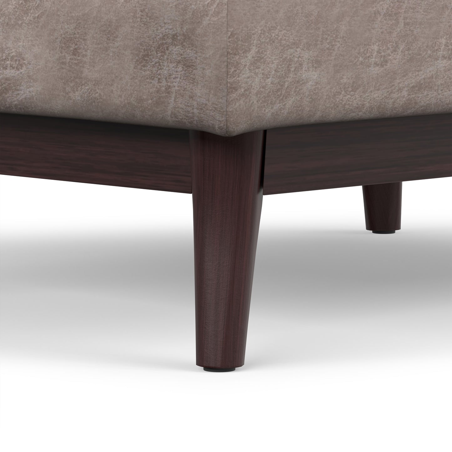 Distressed Grey Taupe Distressed Vegan Leather | Owen Tray Top Small Coffee Table Storage Ottoman