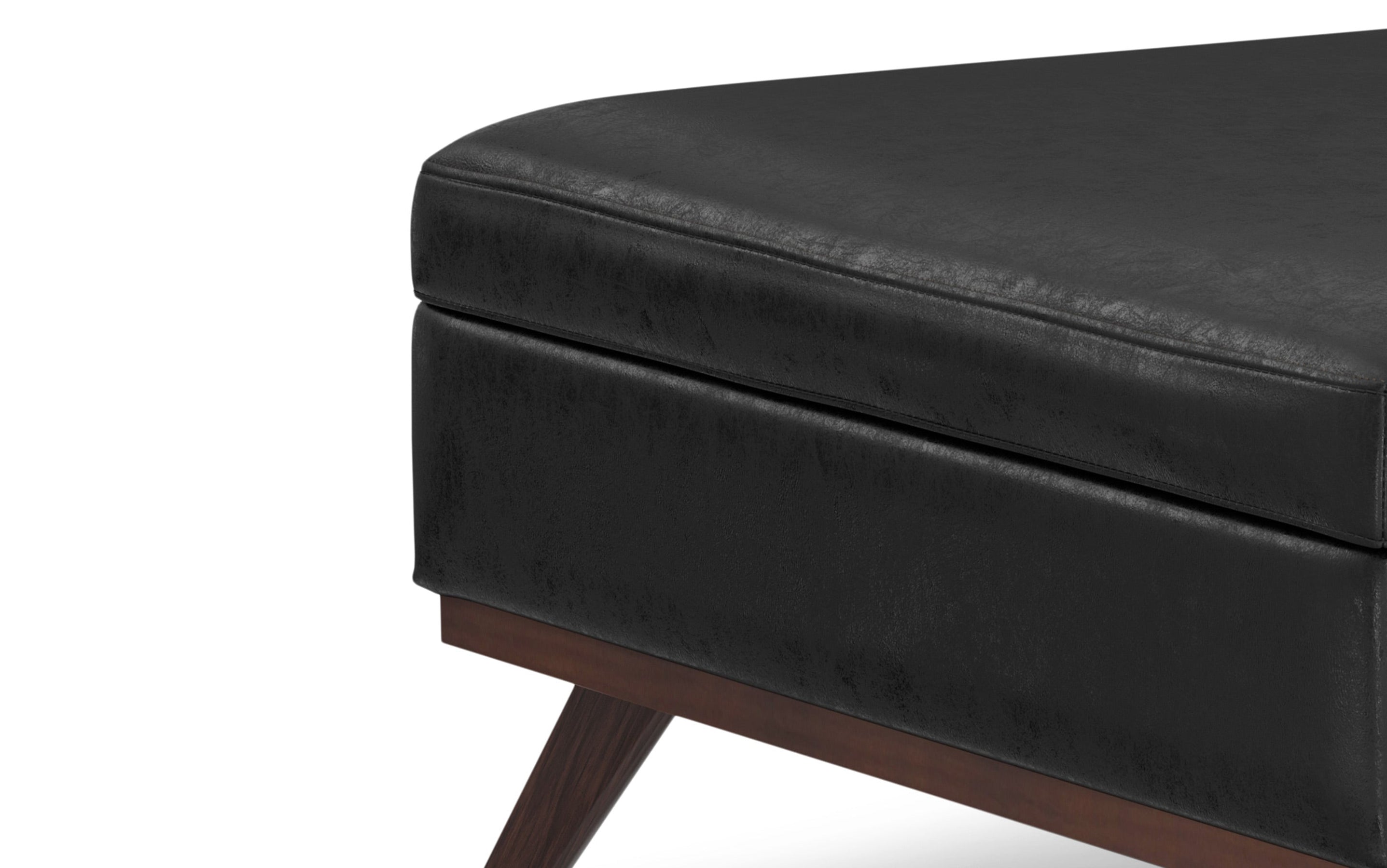 Distressed Black Distressed Vegan Leather | Owen XL Square Storage Ottoman