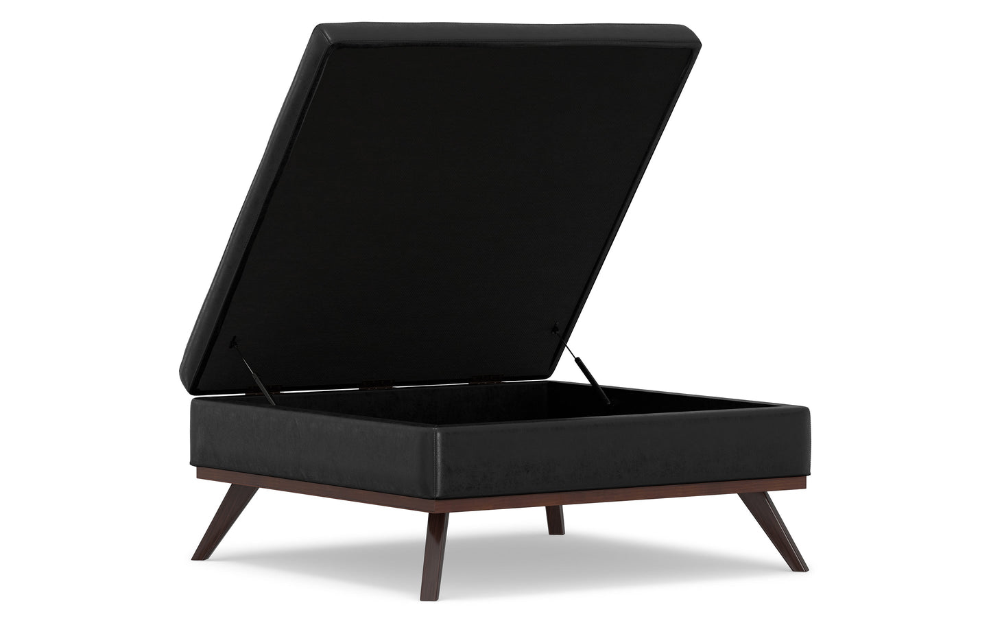 Owen XL Square Coffee Table Storage Ottoman in Distressed Vegan Leather