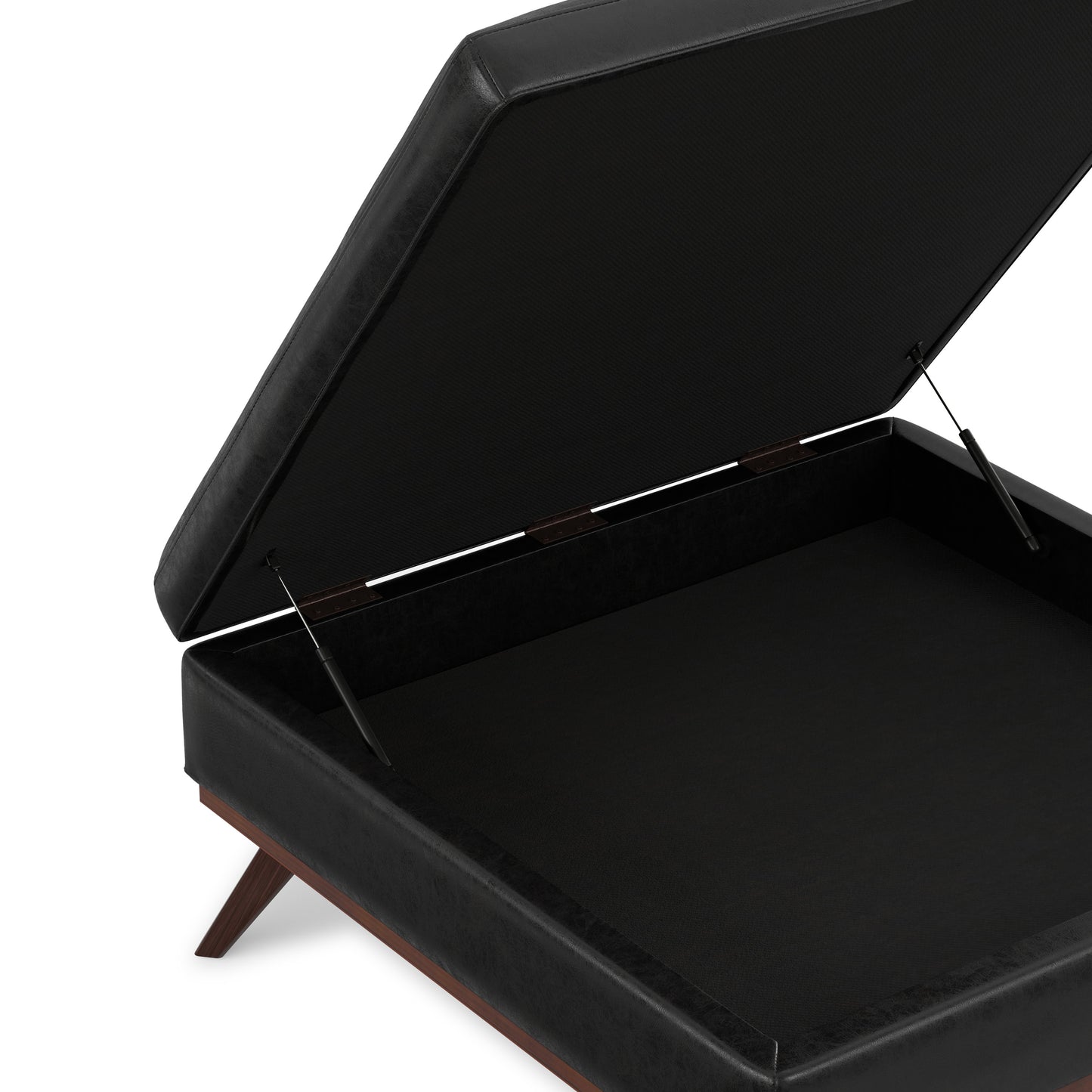 Distressed Black Distressed Vegan Leather | Owen XL Square Coffee Table Storage Ottoman in Distressed Vegan Leather