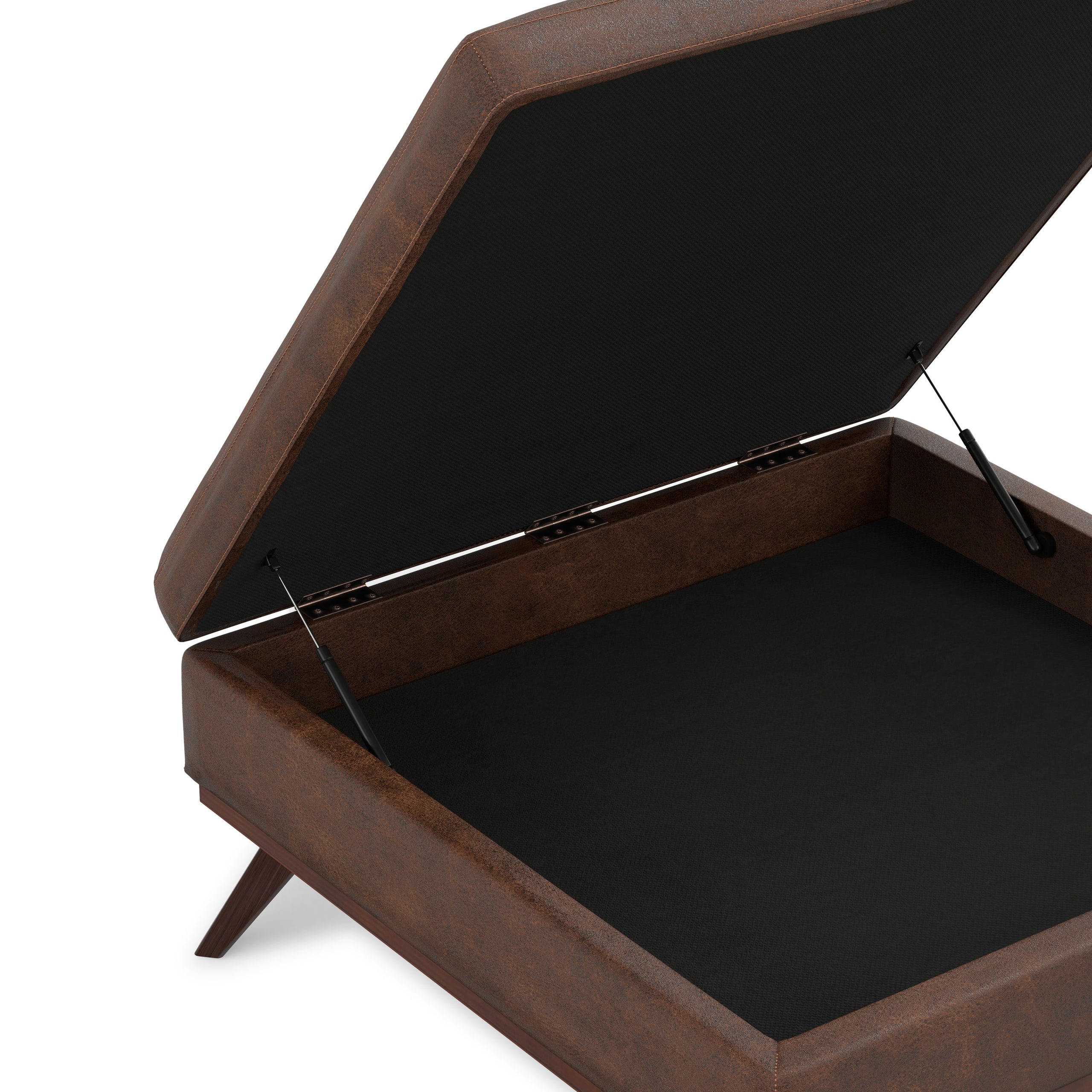 Distressed Chestnut Brown Distressed Vegan Leather | Owen XL Square Coffee Table Storage Ottoman in Distressed Vegan Leather