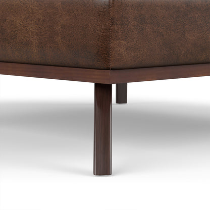 Distressed Chestnut Brown Distressed Vegan Leather | Owen XL Square Coffee Table Storage Ottoman in Distressed Vegan Leather