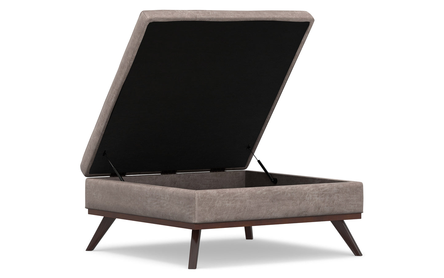 Distressed Grey Taupe Distressed Vegan Leather | Owen XL Square Storage Ottoman