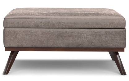 Distressed Grey Taupe Distressed Vegan Leather | Owen XL Square Storage Ottoman