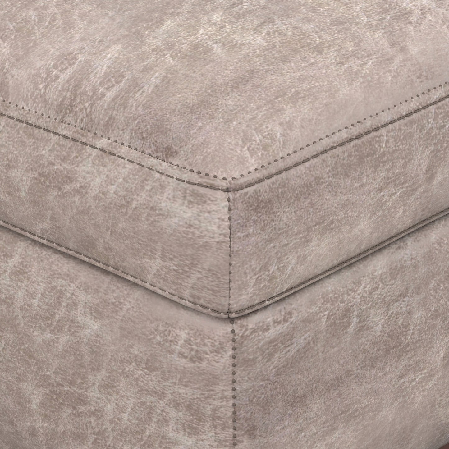 Distressed Grey Taupe Distressed Vegan Leather | Owen XL Square Coffee Table Storage Ottoman in Distressed Vegan Leather