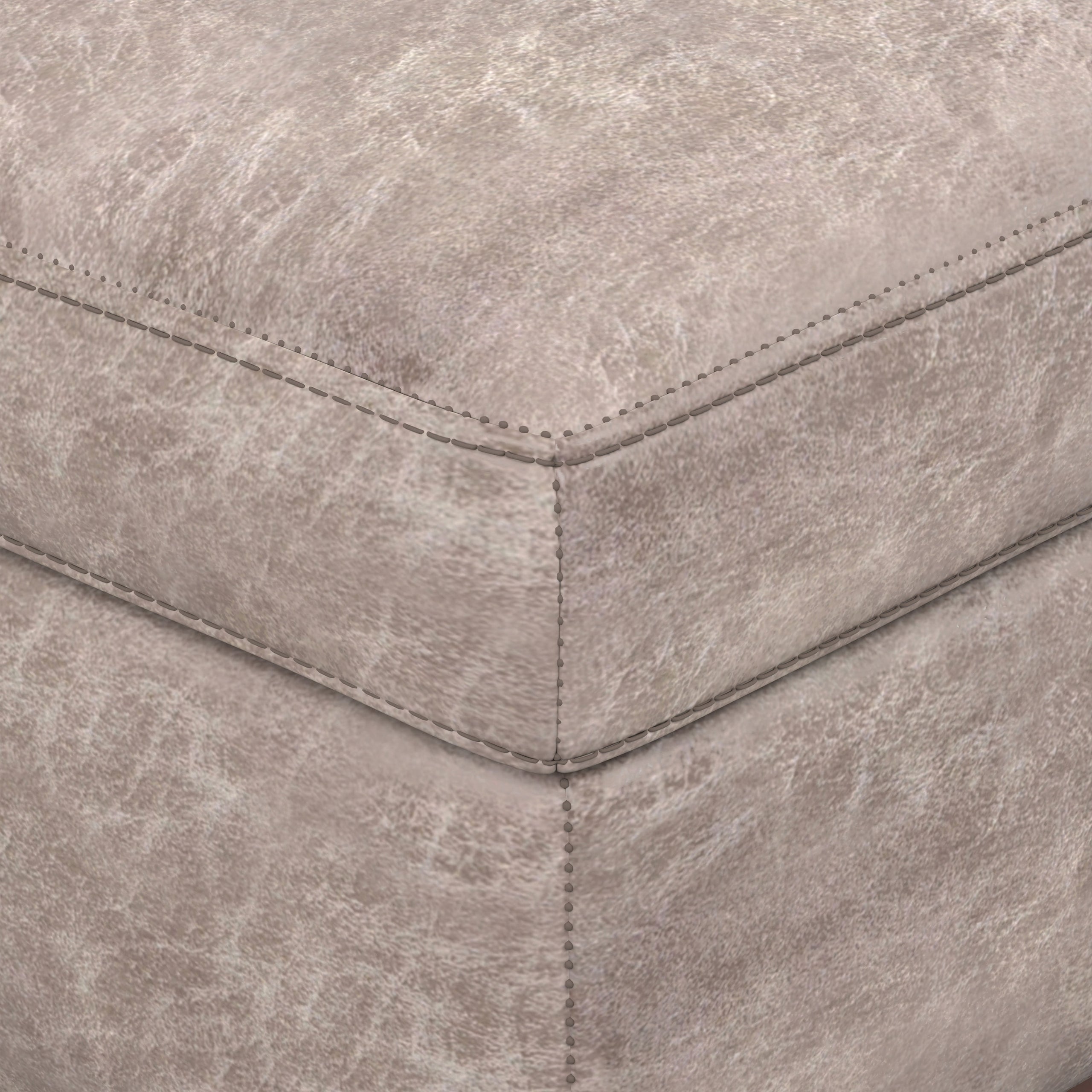 Distressed Grey Taupe Distressed Vegan Leather | Owen XL Square Coffee Table Storage Ottoman in Distressed Vegan Leather