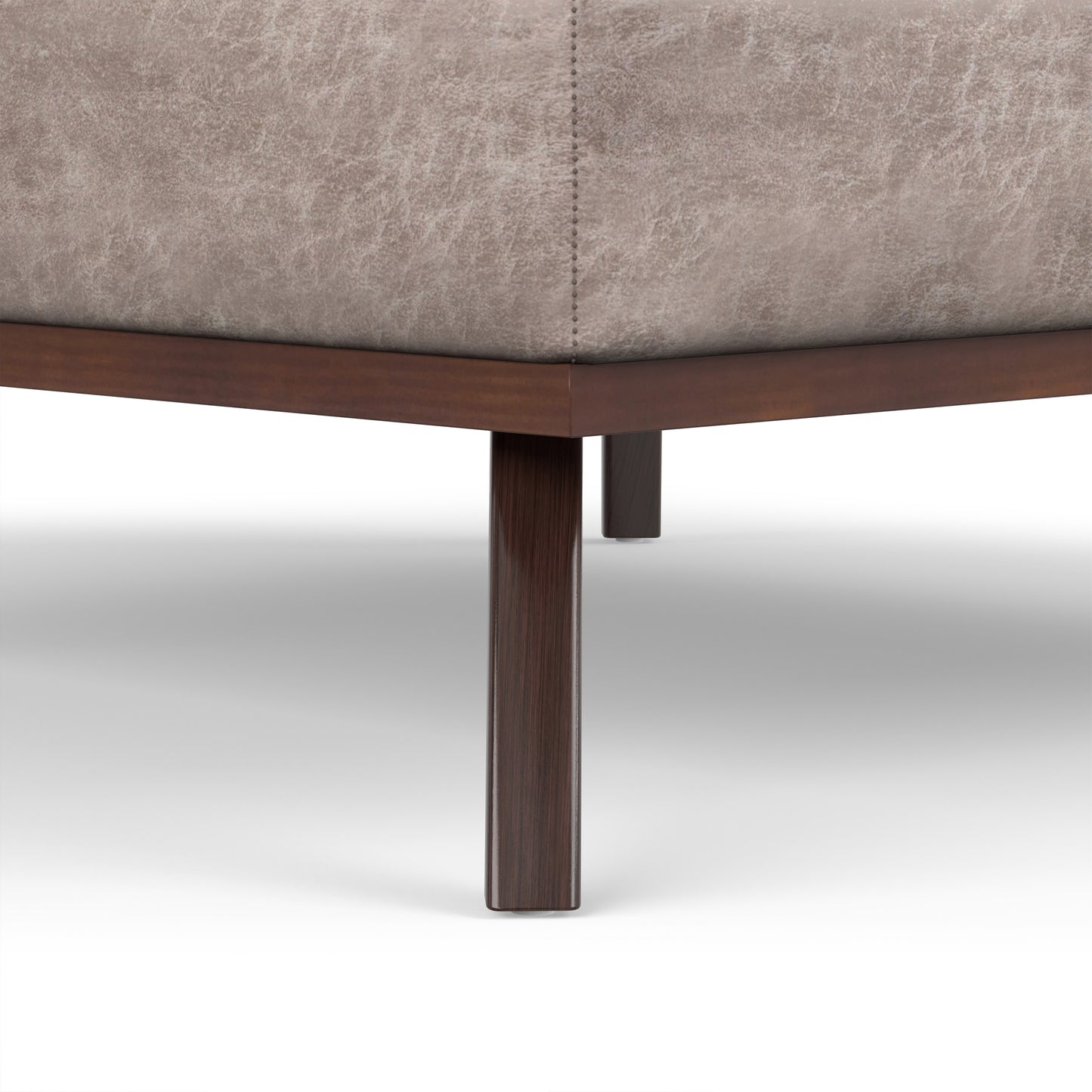 Distressed Grey Taupe Distressed Vegan Leather | Owen XL Square Coffee Table Storage Ottoman in Distressed Vegan Leather