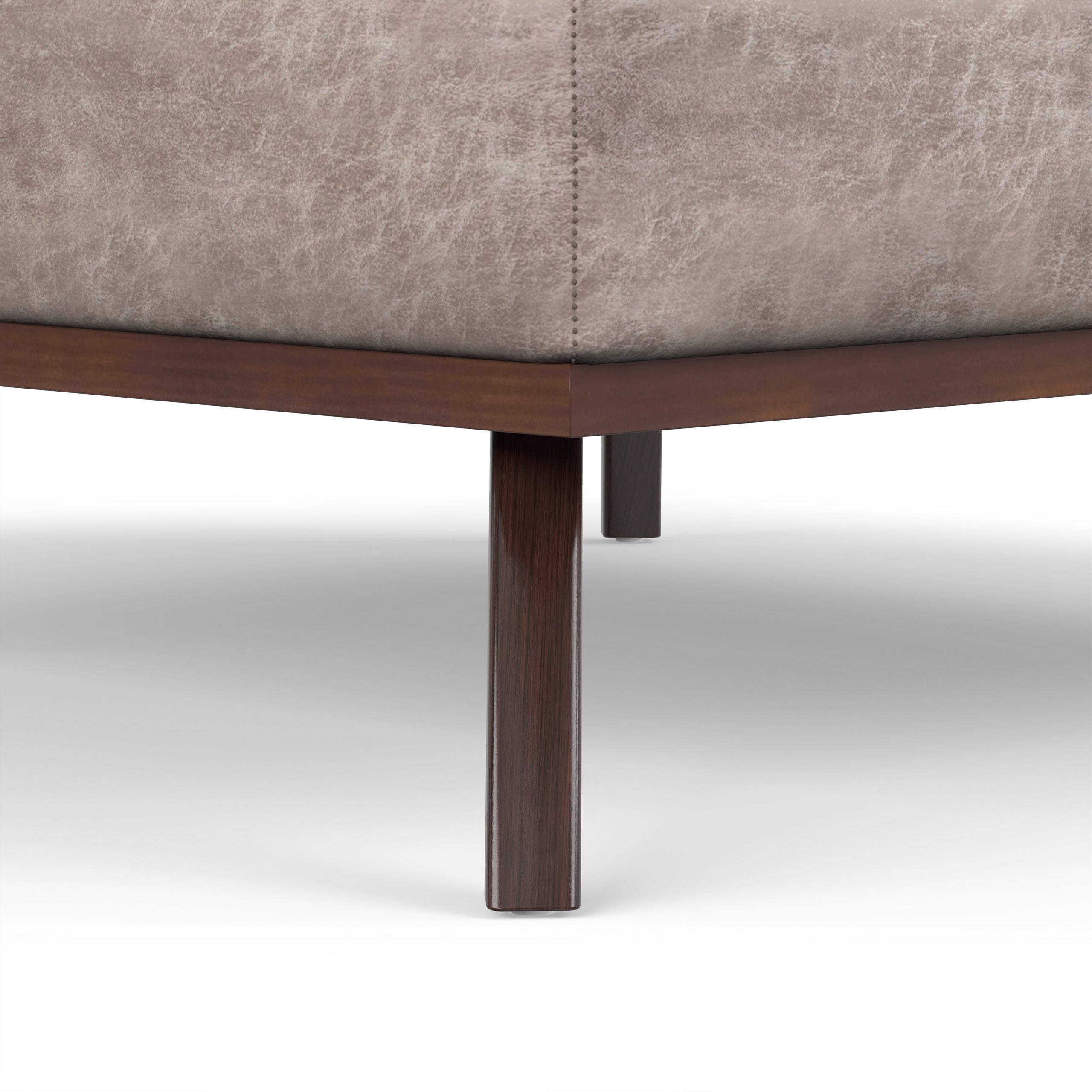 Distressed Grey Taupe Distressed Vegan Leather | Owen XL Square Coffee Table Storage Ottoman in Distressed Vegan Leather