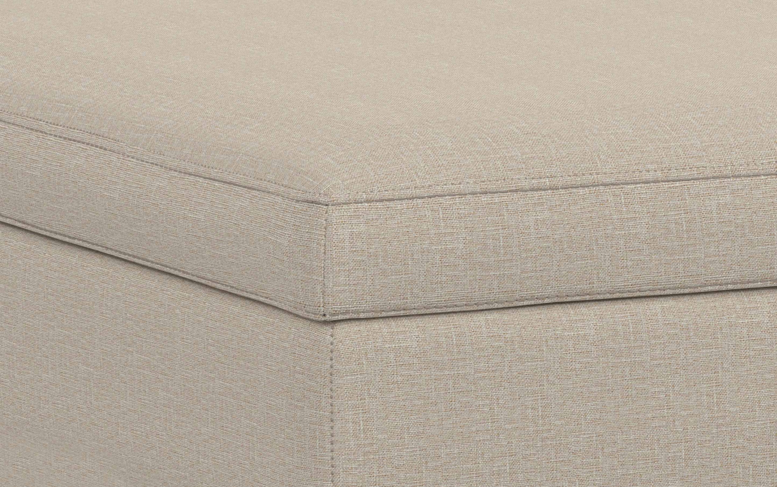 Natural Linen Style Fabric | Owen XL Square Coffee Table Storage Ottoman in Linen Style Fabric