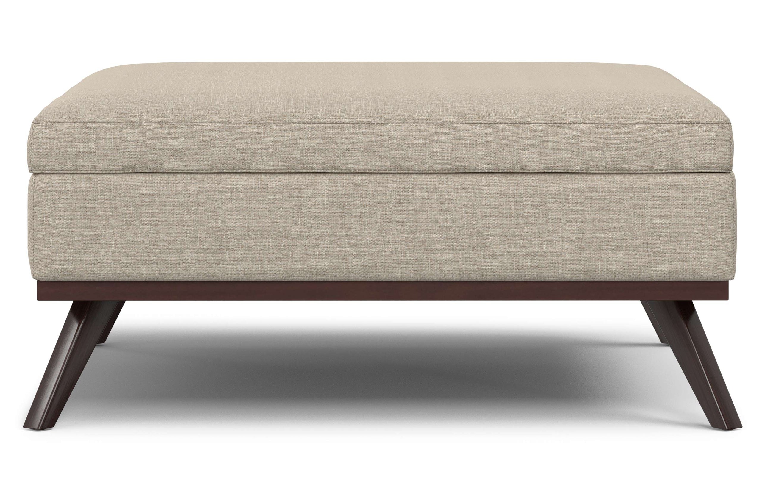 Natural Linen Style Fabric | Owen XL Square Coffee Table Storage Ottoman in Linen Style Fabric