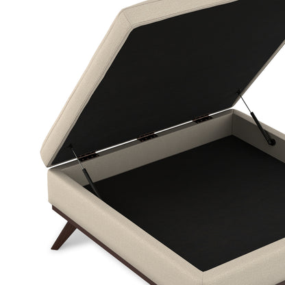 Natural Linen Style Fabric | Owen XL Square Coffee Table Storage Ottoman in Linen Style Fabric
