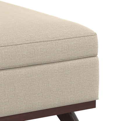 Natural Linen Style Fabric | Owen XL Square Coffee Table Storage Ottoman in Linen Style Fabric