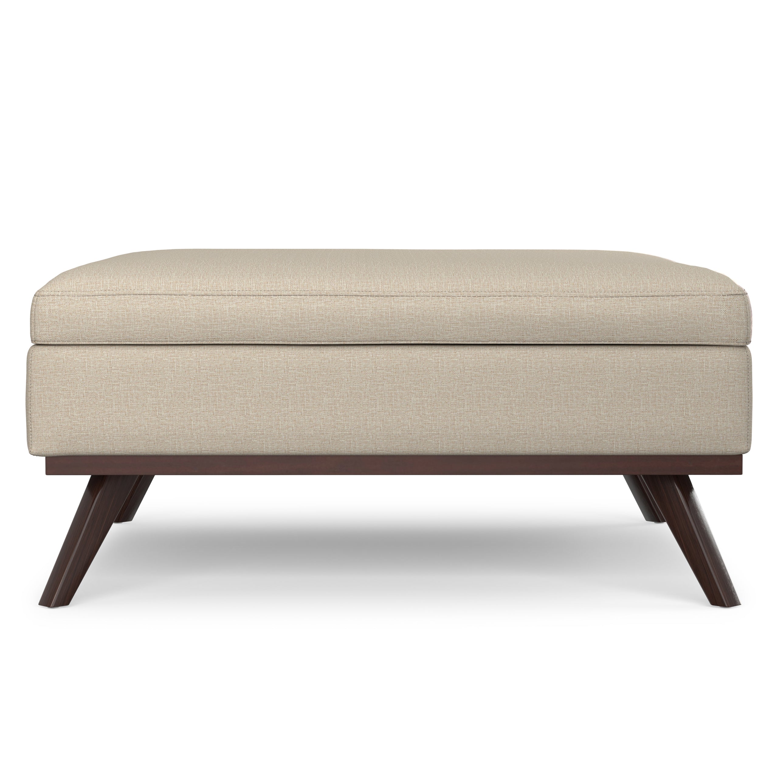Natural Linen Style Fabric | Owen XL Square Coffee Table Storage Ottoman in Linen Style Fabric