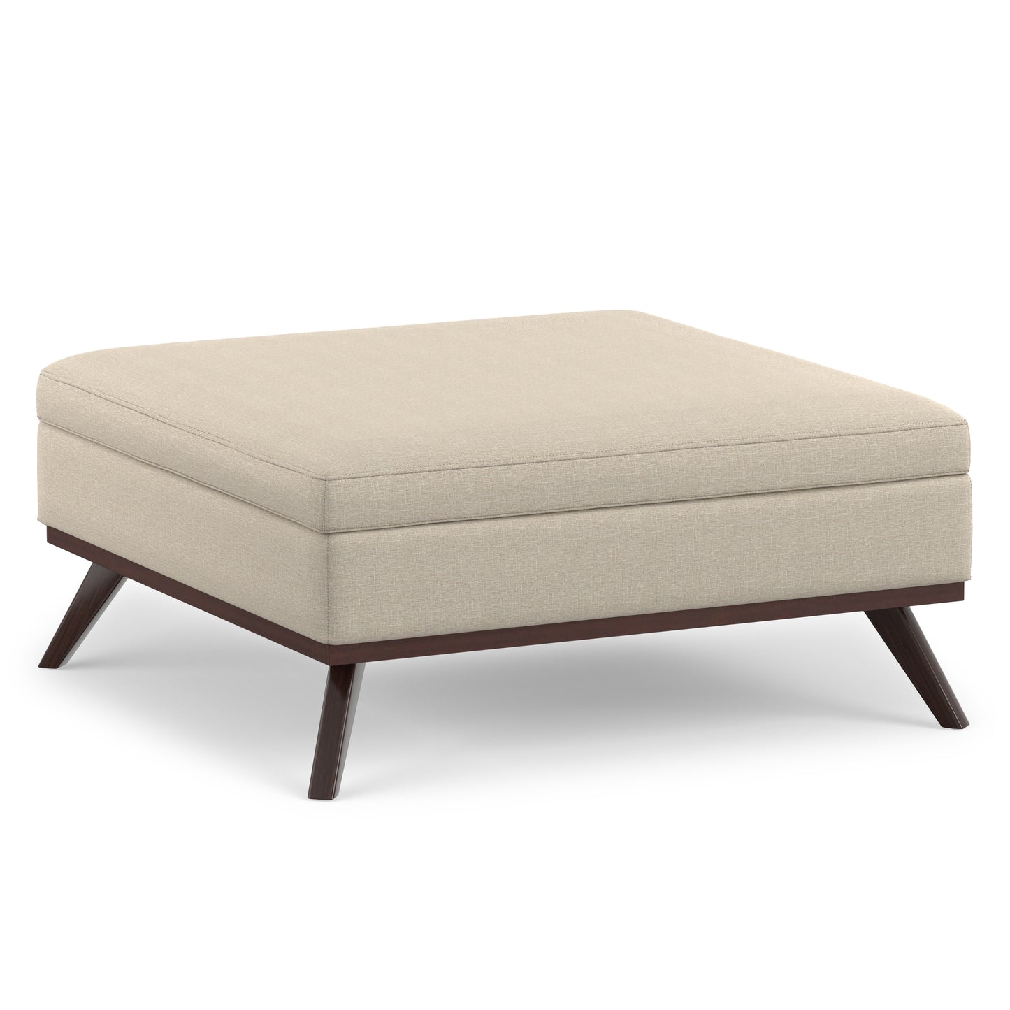 Natural Linen Style Fabric | Owen XL Square Coffee Table Storage Ottoman in Linen Style Fabric