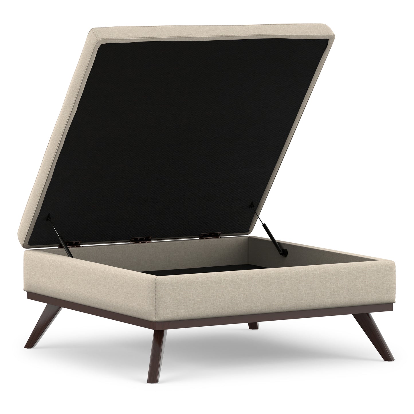 Natural Linen Style Fabric | Owen XL Square Coffee Table Storage Ottoman in Linen Style Fabric