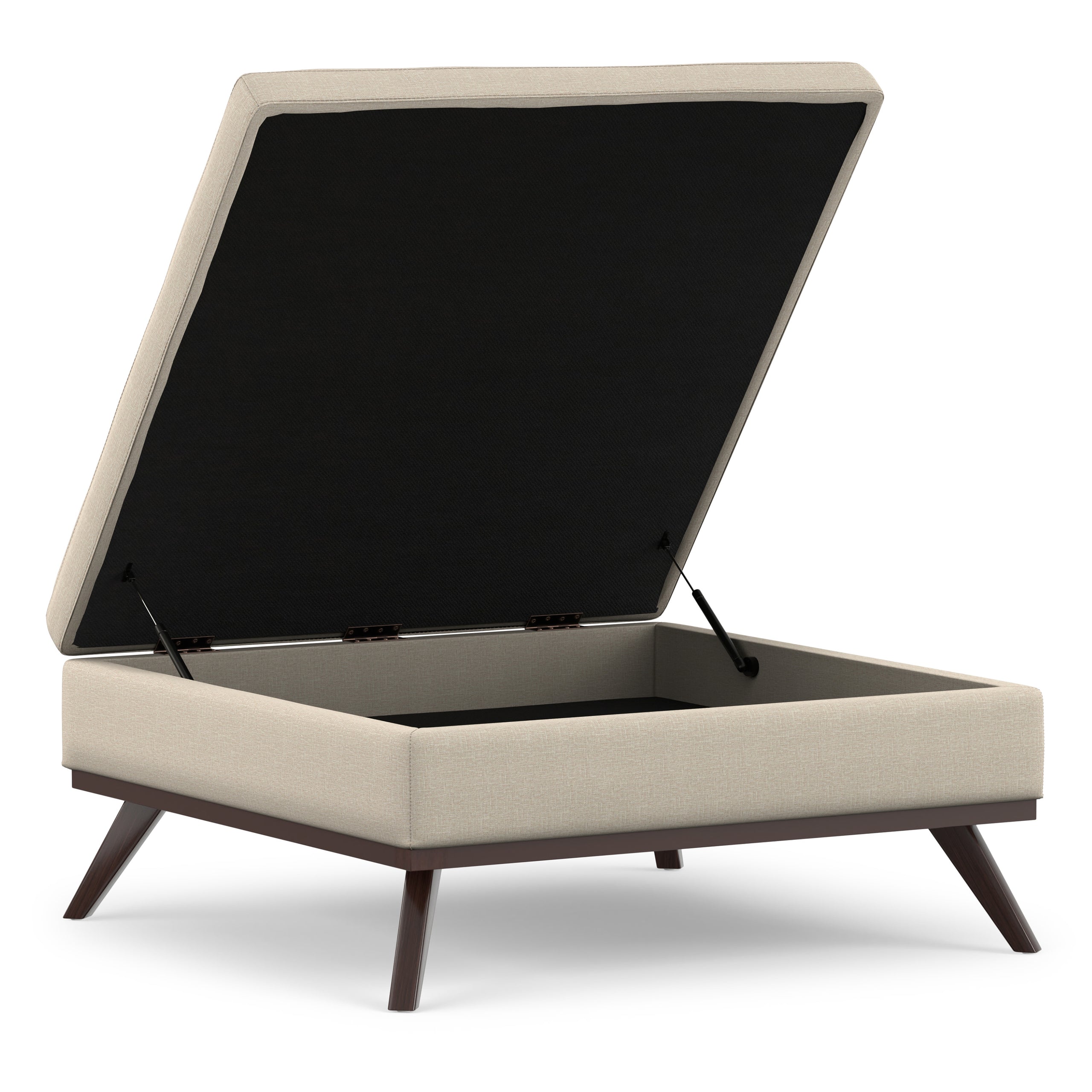Natural Linen Style Fabric | Owen XL Square Coffee Table Storage Ottoman in Linen Style Fabric