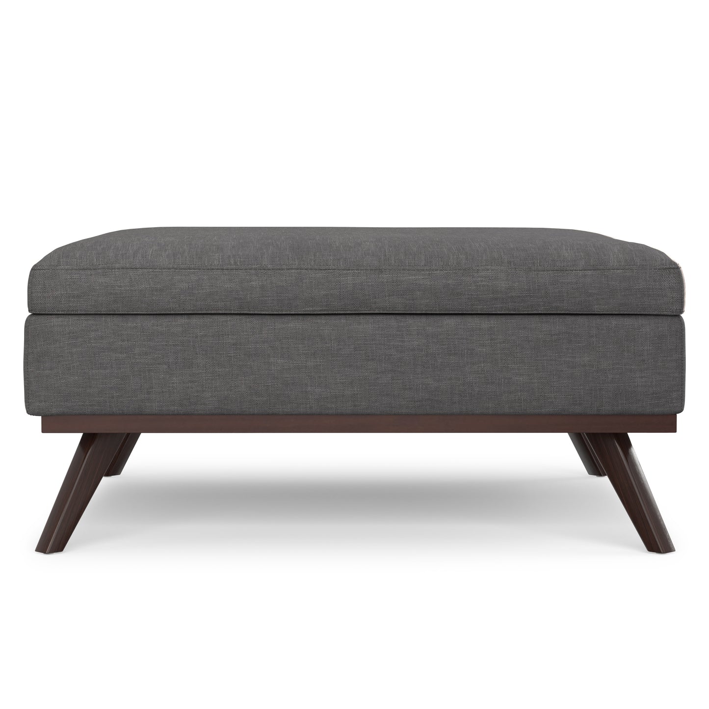 Slate Grey Linen Style Fabric | Owen XL Square Coffee Table Storage Ottoman in Linen Style Fabric