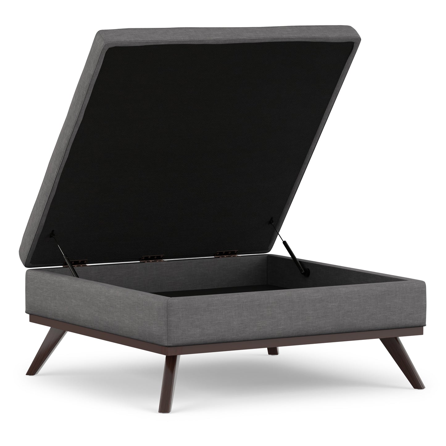 Slate Grey Linen Style Fabric | Owen XL Square Coffee Table Storage Ottoman in Linen Style Fabric