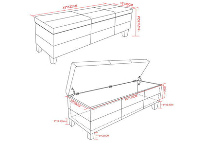 Midnight Black | Afton Storage Ottoman Bench
