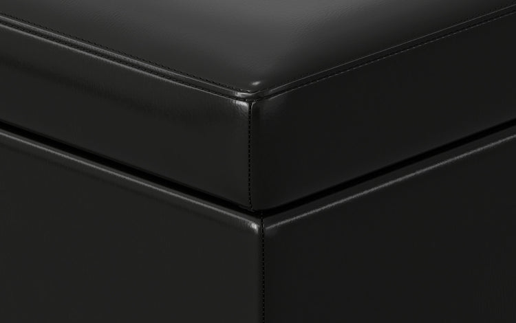Midnight Black | Afton Storage Ottoman Bench