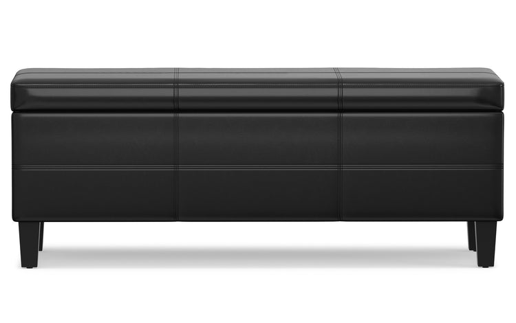 Midnight Black | Afton Storage Ottoman Bench