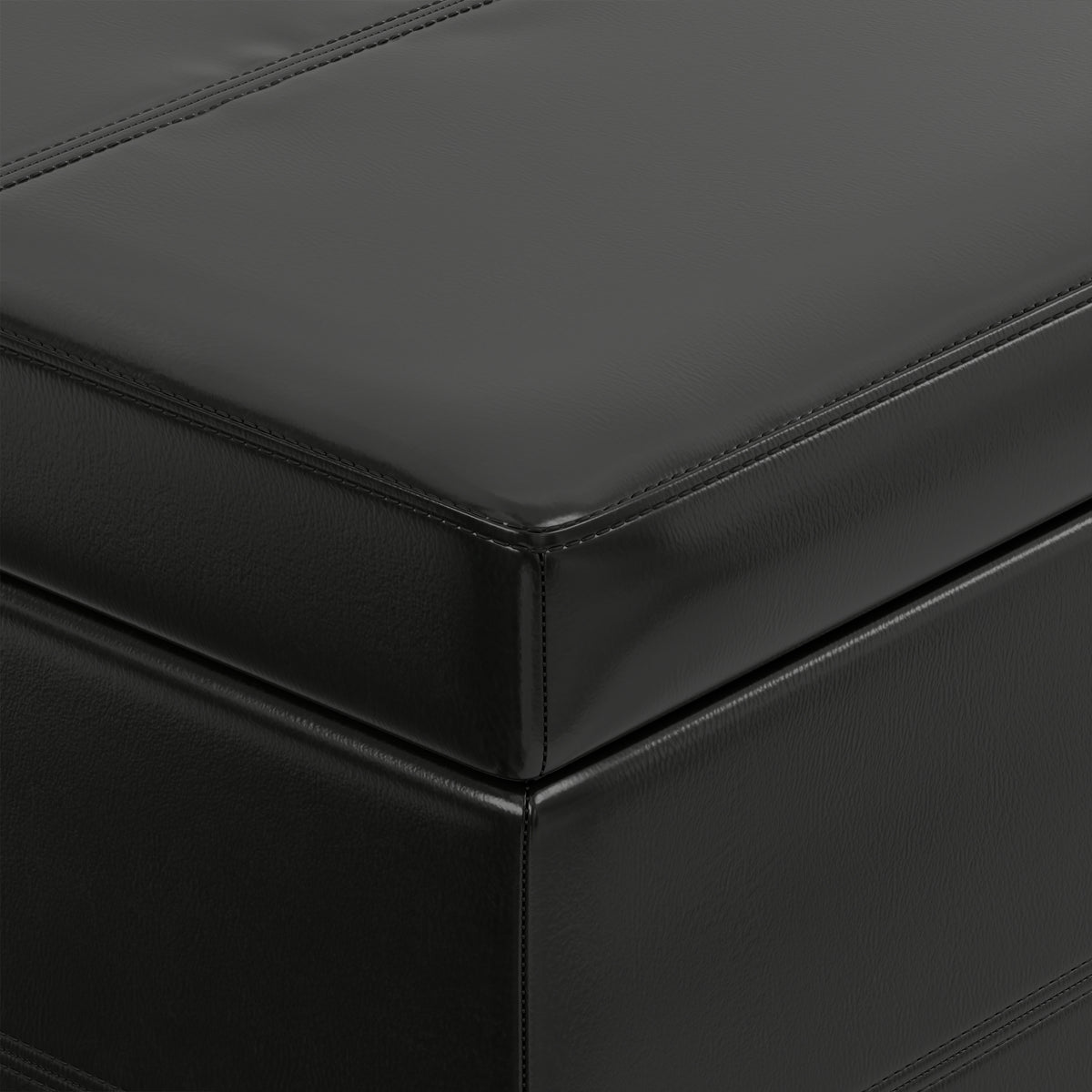 Midnight Black | Afton Storage Ottoman Bench