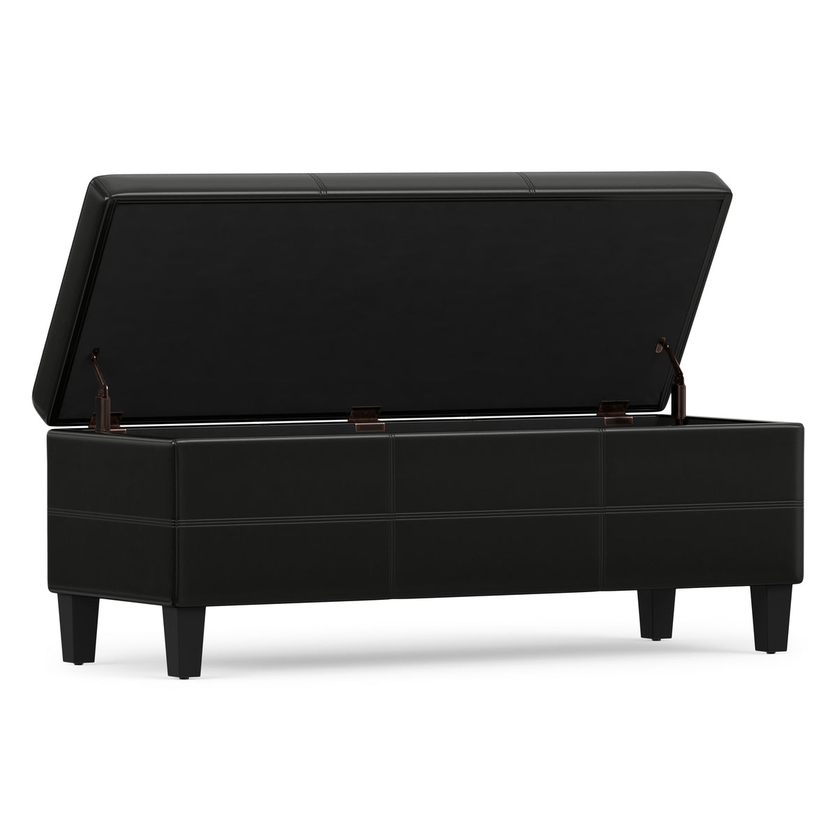 Midnight Black | Afton Storage Ottoman Bench