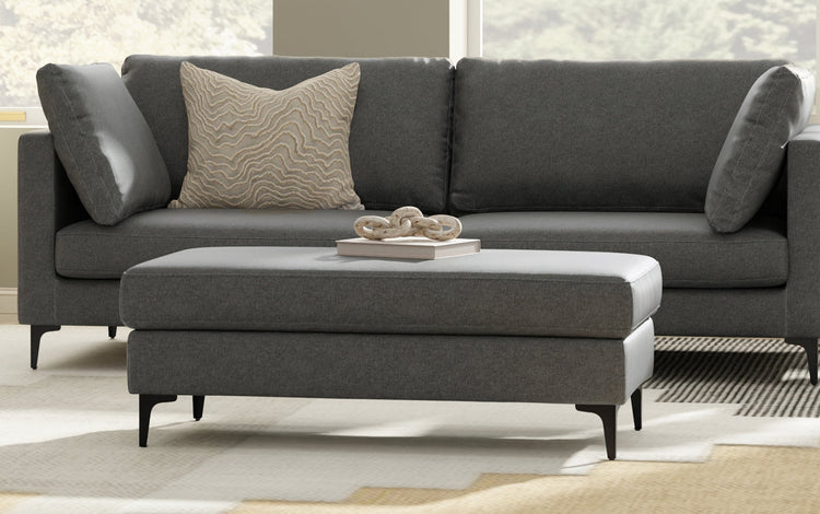 Pebble Grey | Ava Mid Century Ottoman Bench