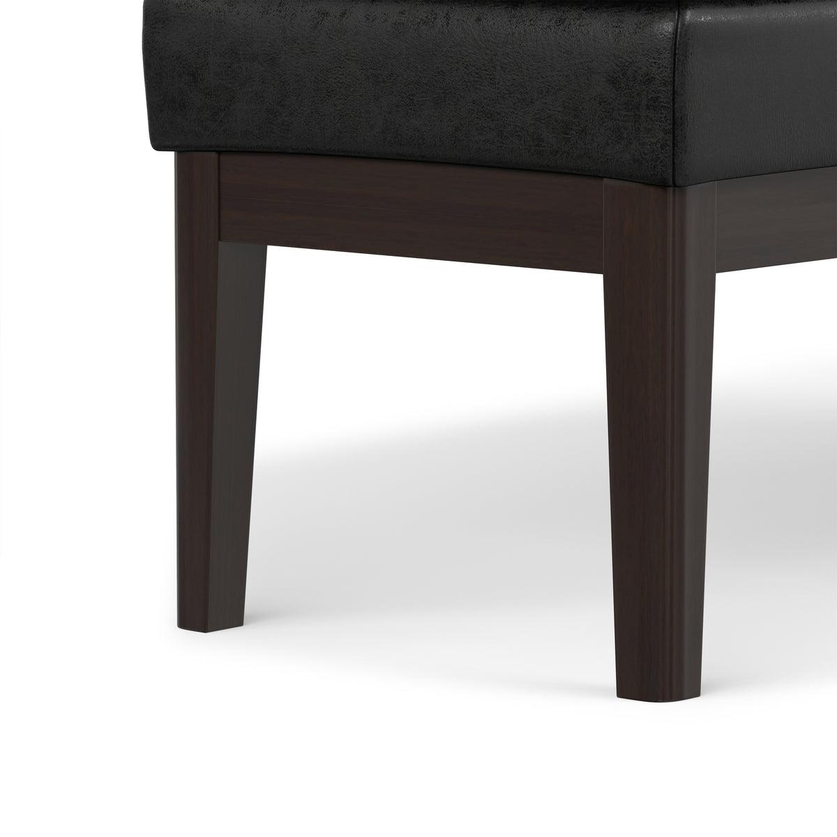 Distressed Black Distressed Vegan Leather | Carlson Ottoman Bench in Distressed Vegan Leather