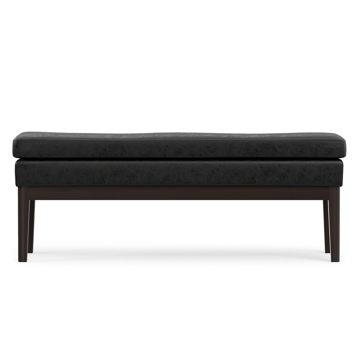 Distressed Black Distressed Vegan Leather | Carlson Ottoman Bench in Distressed Vegan Leather