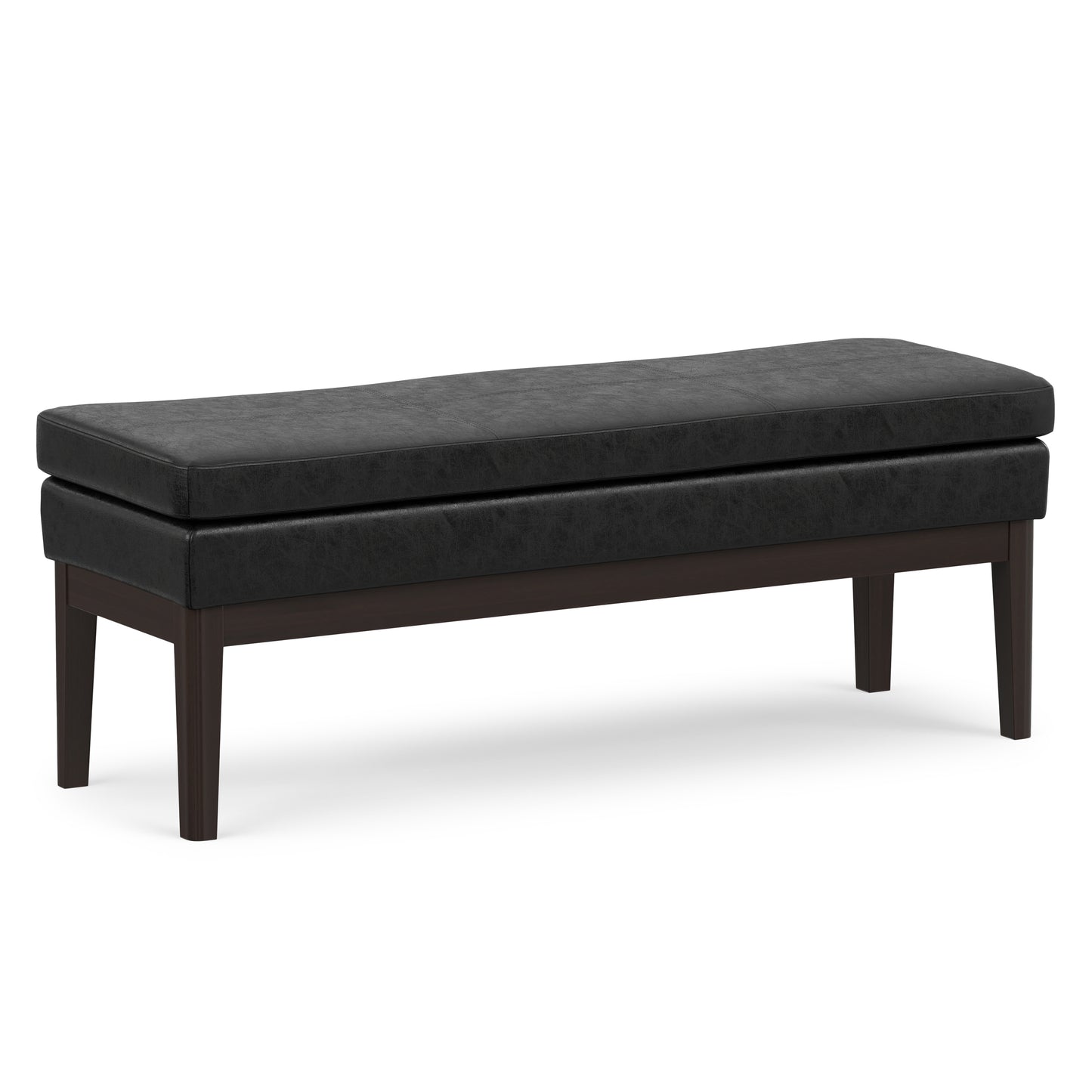 Distressed Black Distressed Vegan Leather | Carlson Ottoman Bench in Distressed Vegan Leather