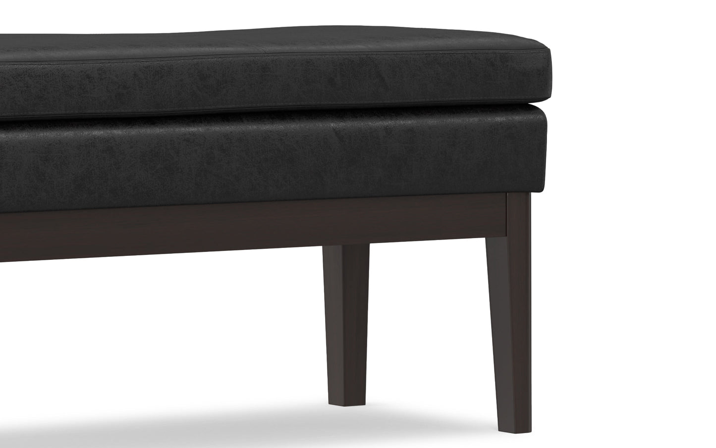 Distressed Black Distressed Vegan Leather | Carlson Ottoman Bench in Distressed Vegan Leather