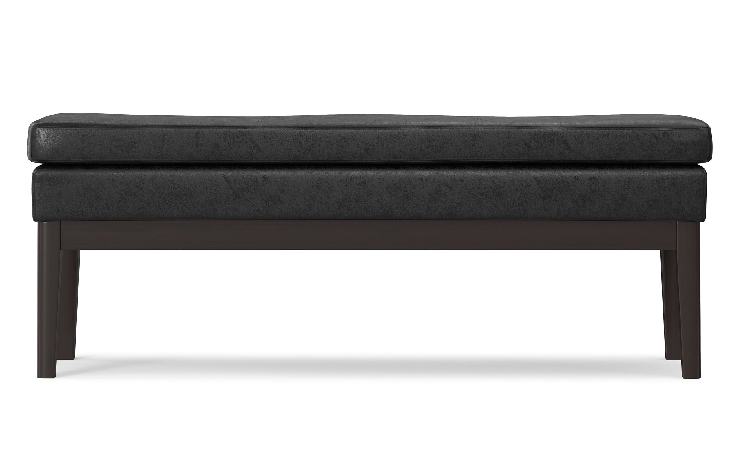 Distressed Black Distressed Vegan Leather | Carlson Ottoman Bench in Distressed Vegan Leather