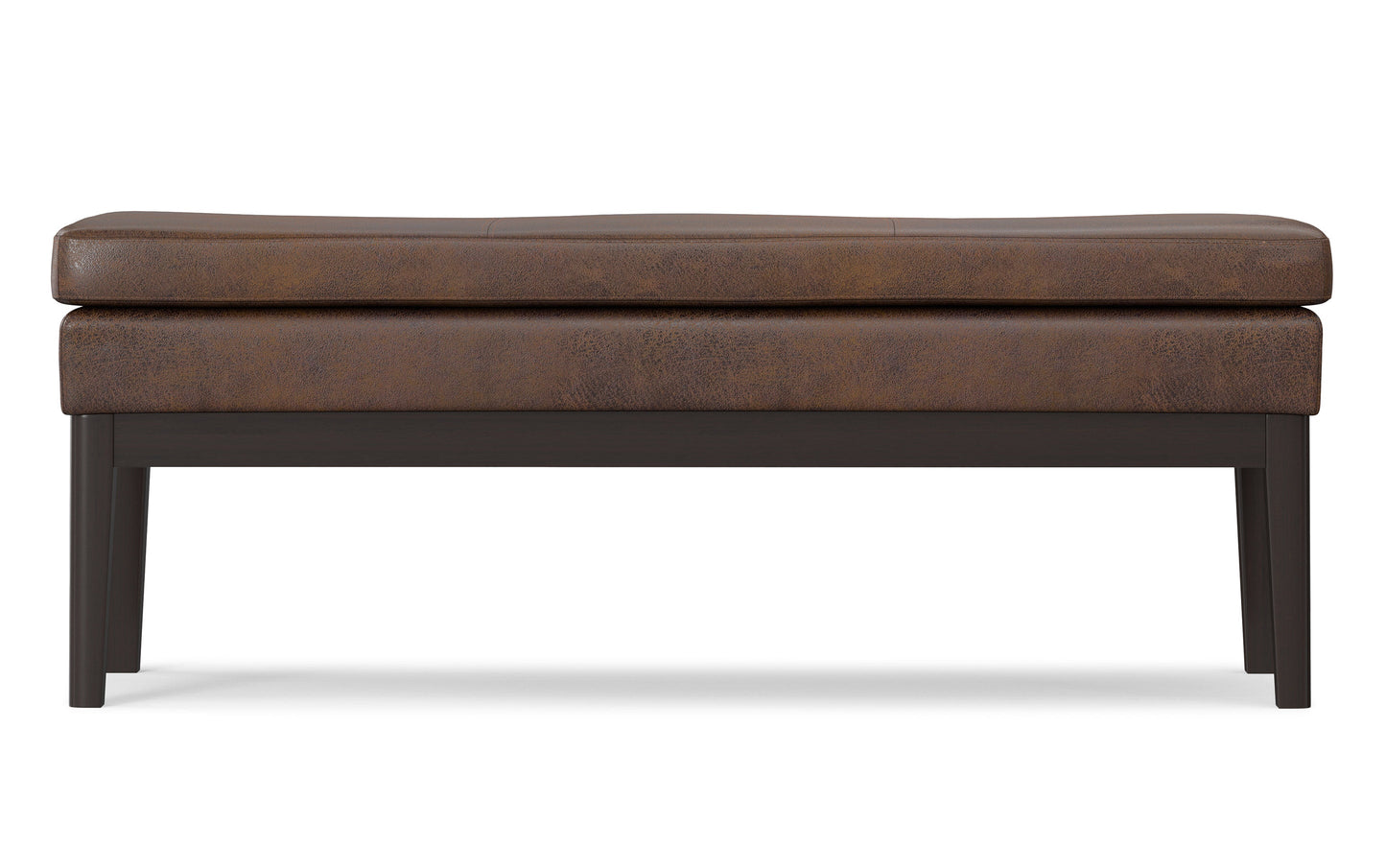 Distressed Chestnut Brown Distressed Vegan Leather | Carlson Ottoman Bench in Distressed Vegan Leather
