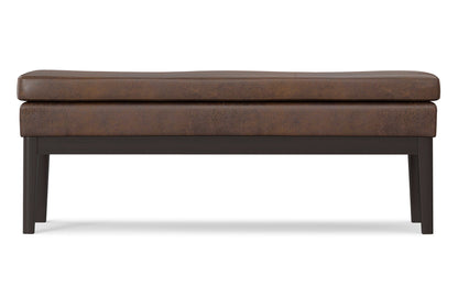 Distressed Chestnut Brown Distressed Vegan Leather | Carlson Ottoman Bench in Distressed Vegan Leather