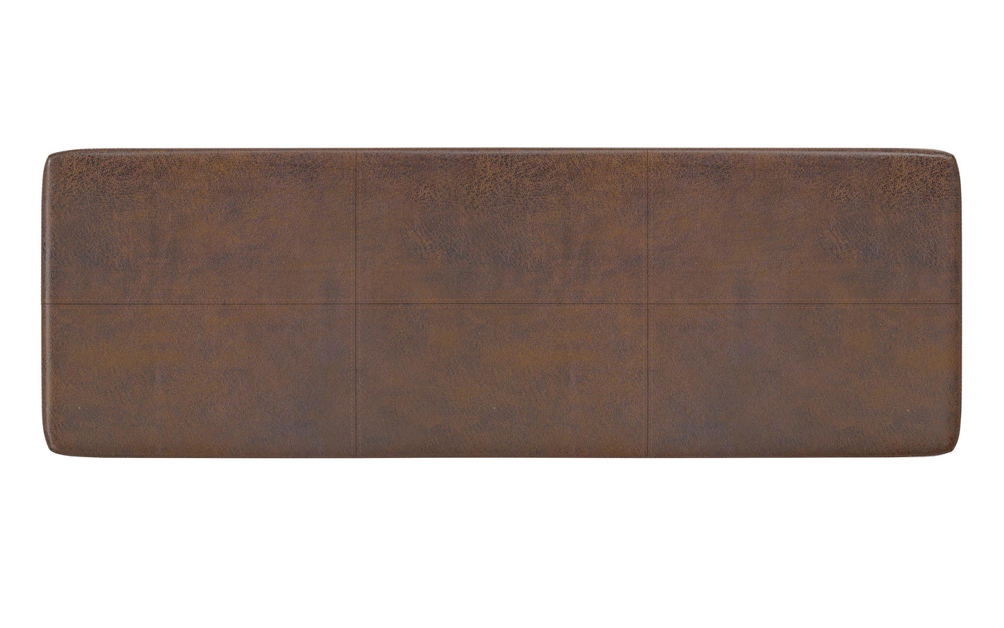 Distressed Chestnut Brown Distressed Vegan Leather | Carlson Ottoman Bench in Distressed Vegan Leather