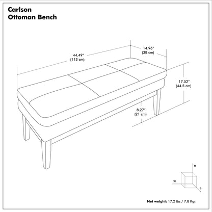 Distressed Chestnut Brown Distressed Vegan Leather | Carlson Ottoman Bench in Distressed Vegan Leather
