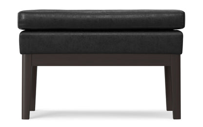 Distressed Black Distressed Vegan Leather | Carlson Small Ottoman Bench Distressed Vegan Leather