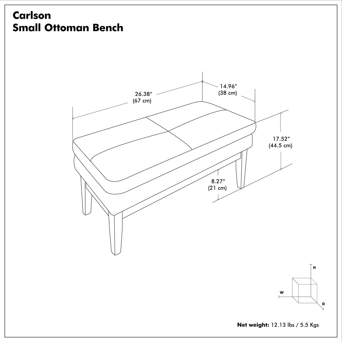 Marigold | Carlson Small Ottoman Bench