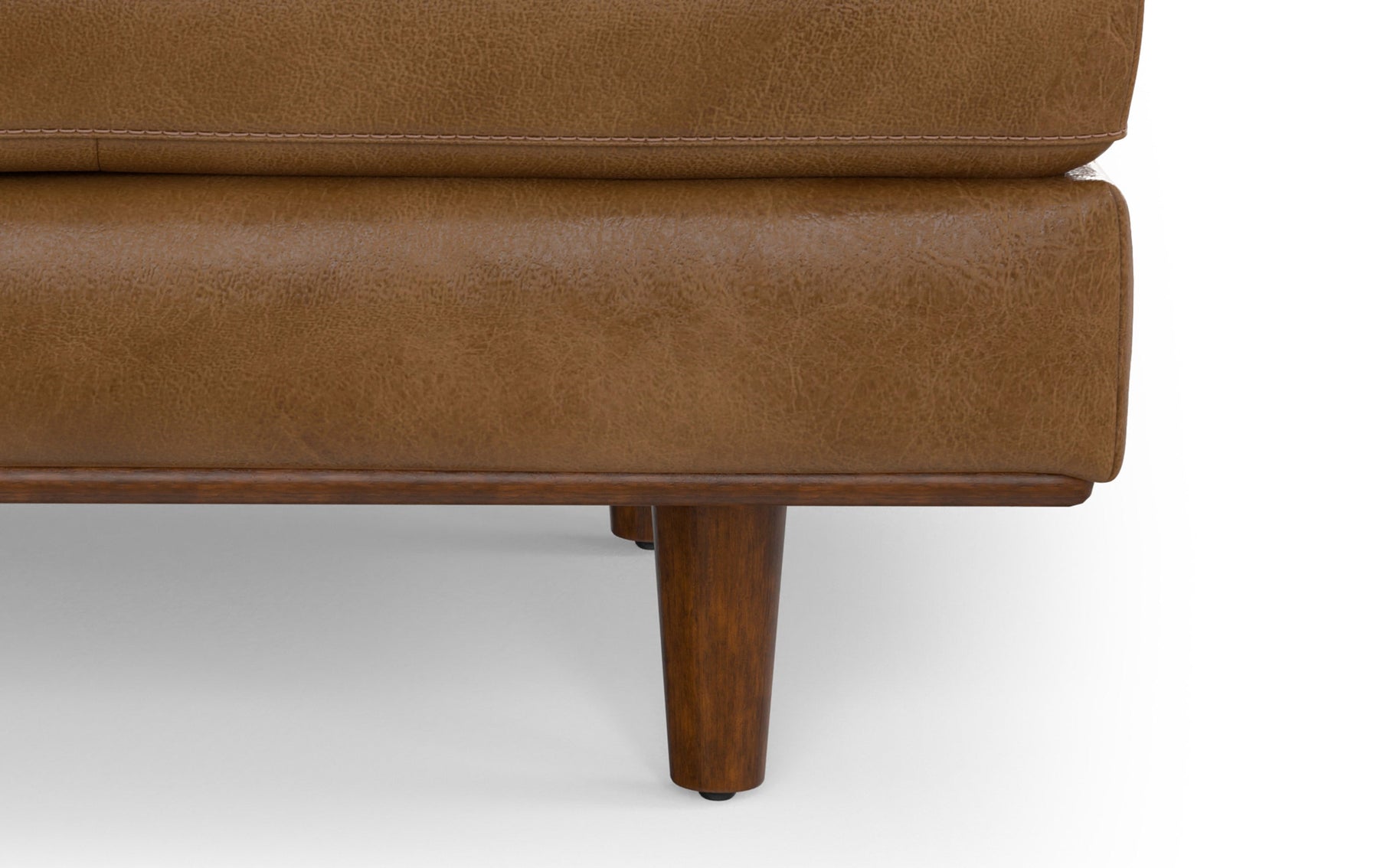 Caramel Brown Genuine Top Grain Leather | Morrison Ottoman in Genuine Top Grain Leather