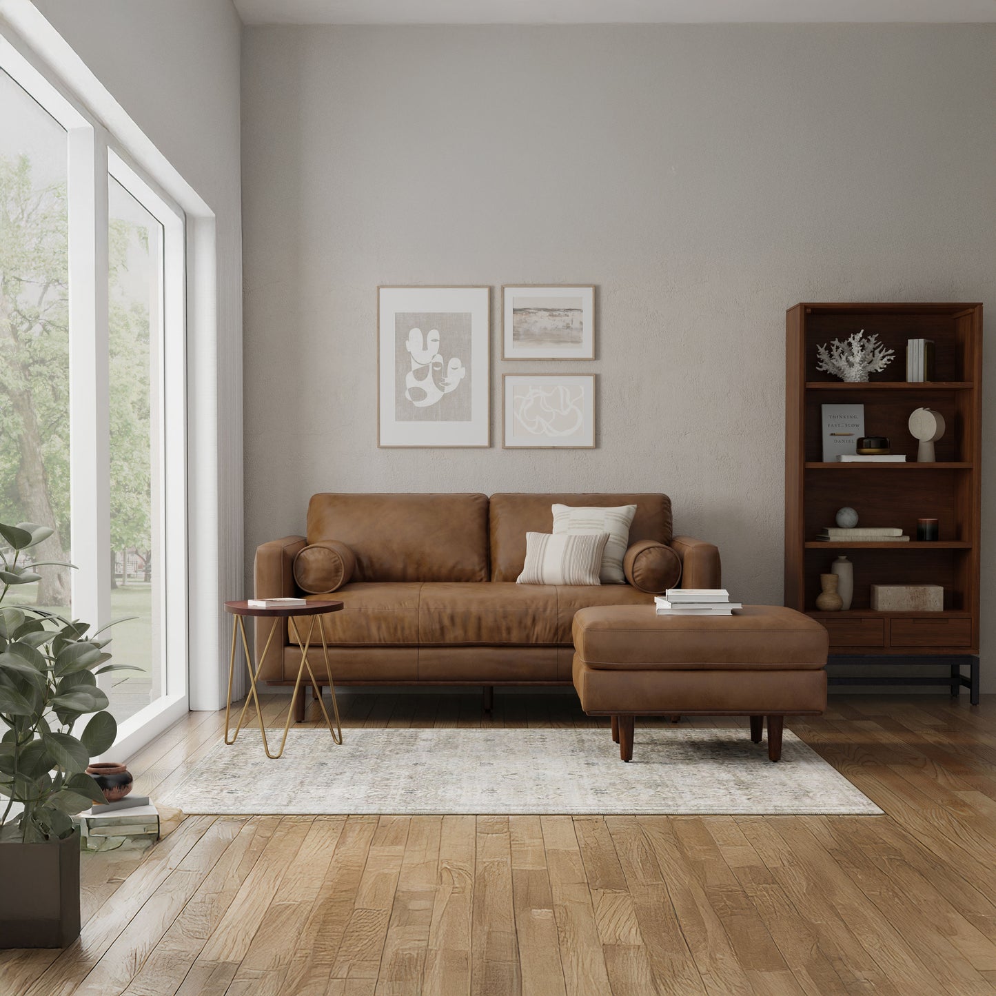 Morrison Ottoman in Genuine Top Grain Leather
