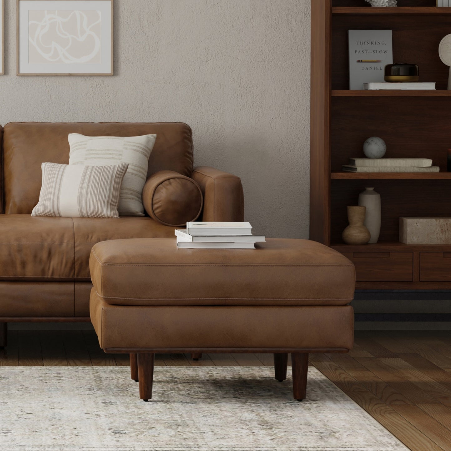 Morrison Ottoman in Genuine Top Grain Leather