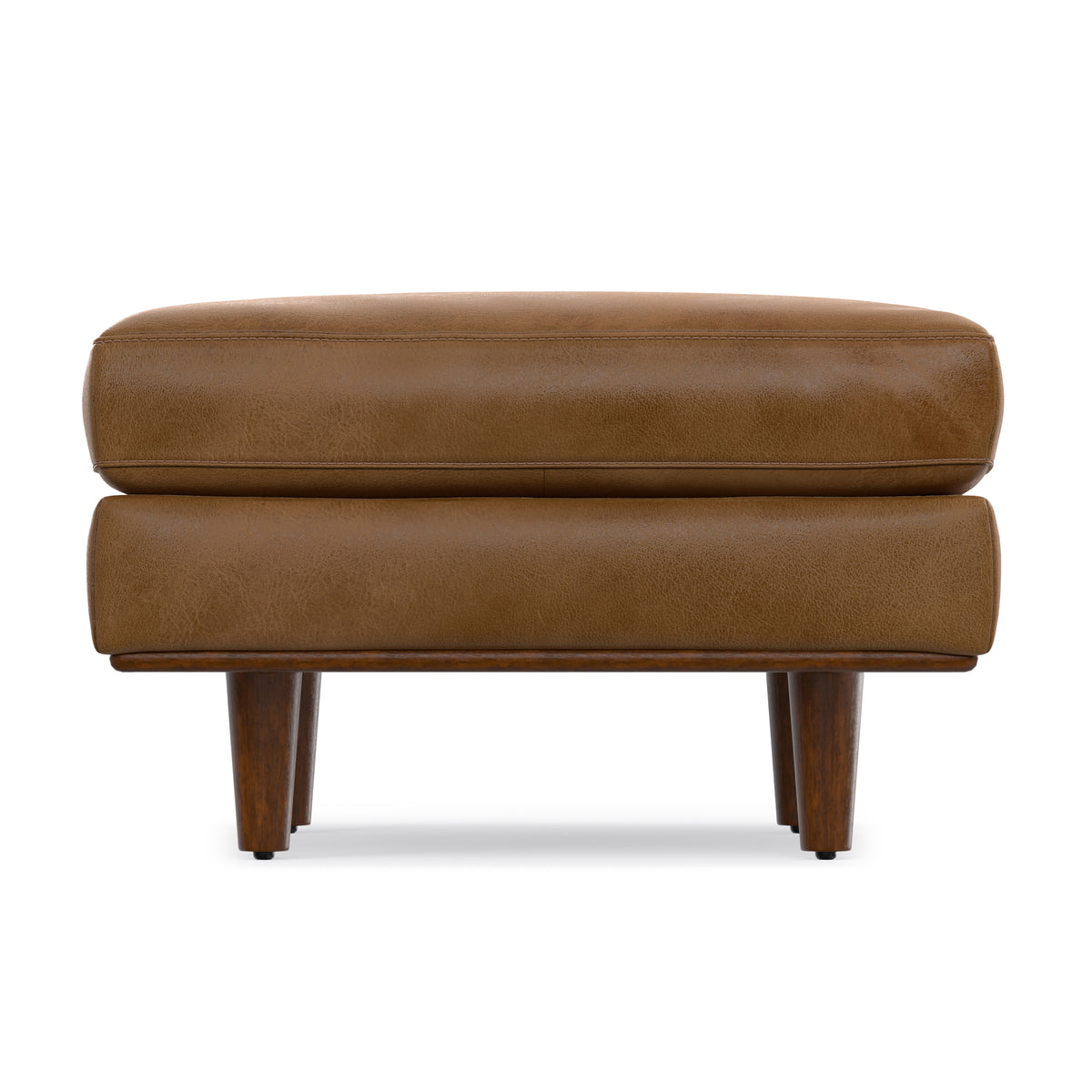 Caramel Brown Genuine Top Grain Leather | Morrison Ottoman in Genuine Top Grain Leather